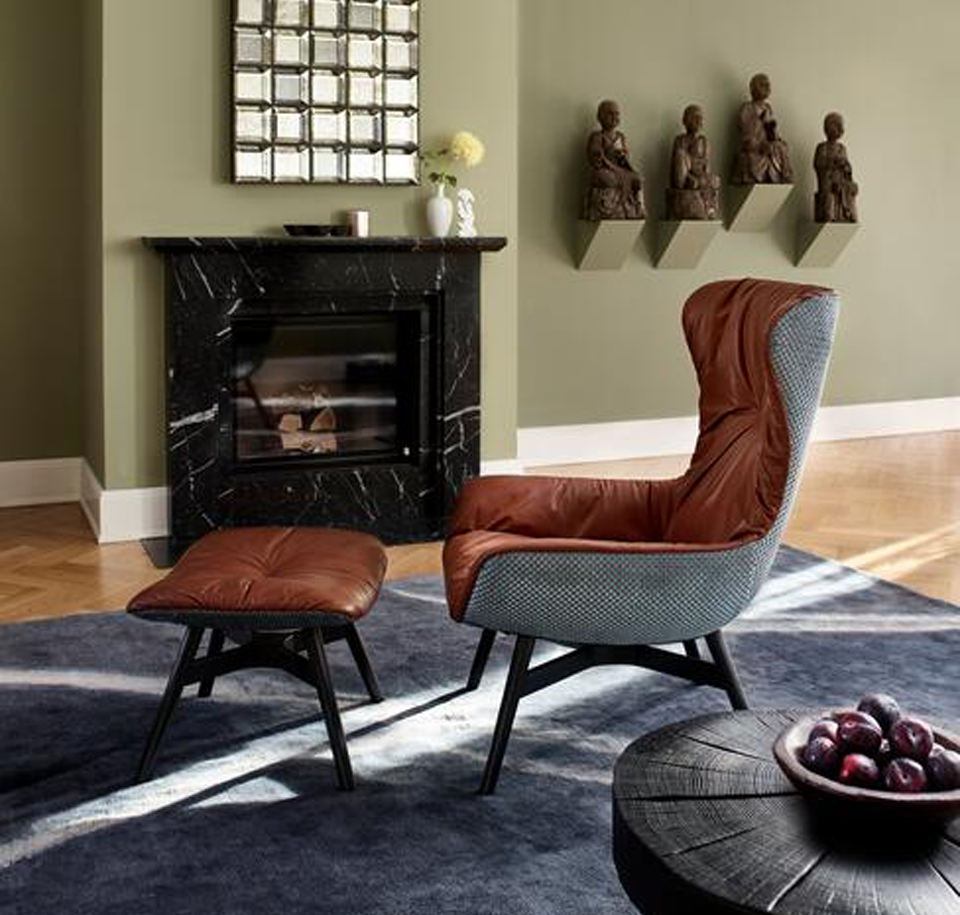 Sengfelder Freifrau - Sessel Leya Wingback Chair mit Hocker - Tellerfuß