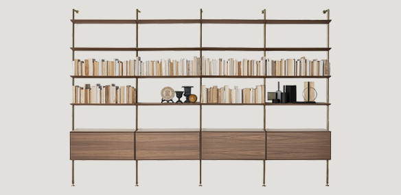 Sengfelder 2-Living-Divani-Sailor-Wandregal-canaletto-walnut-brass-bleached-maple.webp