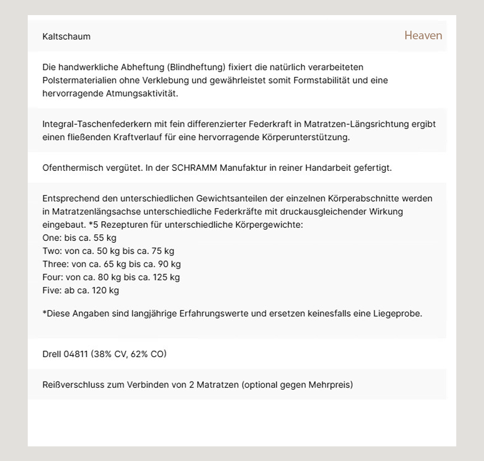 Sengfelder Schramm - Matratze Heaven