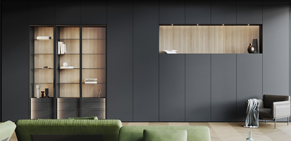 Sengfelder 13-interluebke-Collect-Plus-Vitrine-holzpaneel-Nische-eiche-Schrank-anthrazit-lack-matt.webp